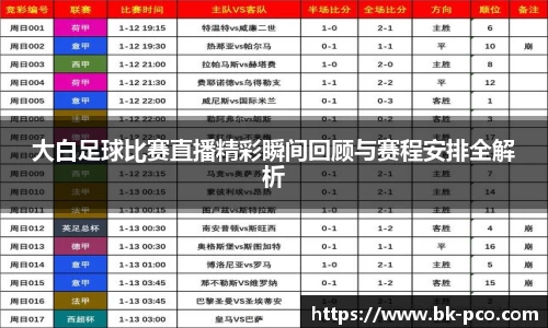 大白足球比赛直播精彩瞬间回顾与赛程安排全解析